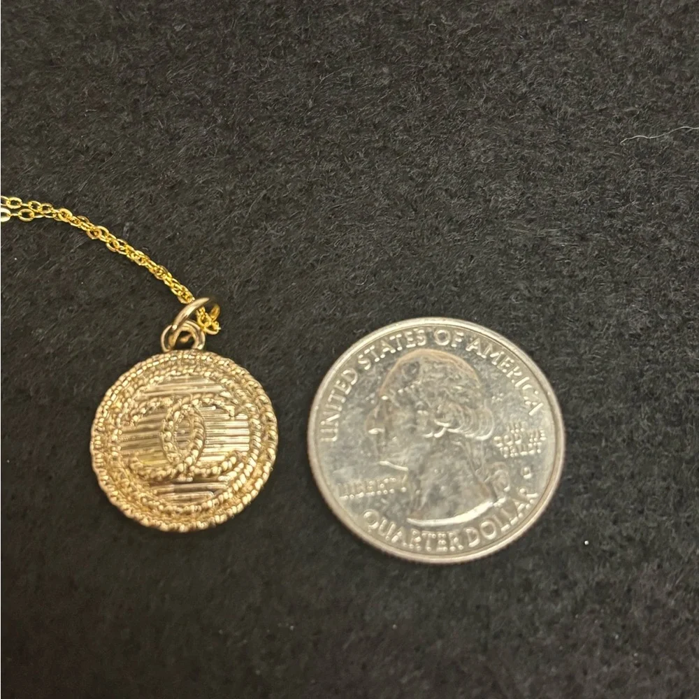CHANEL Gold-Tone Embossed Double C Rope Medallion Necklace, Upcycled 18 in - Picture 3 of 5
